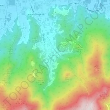 Mapa topográfico Vorno, altitud, relieve