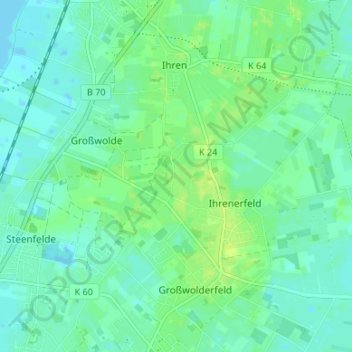 Mapa topográfico Hustede, altitud, relieve
