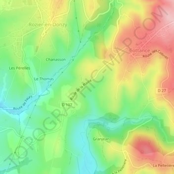 Mapa topográfico Les Places, altitud, relieve