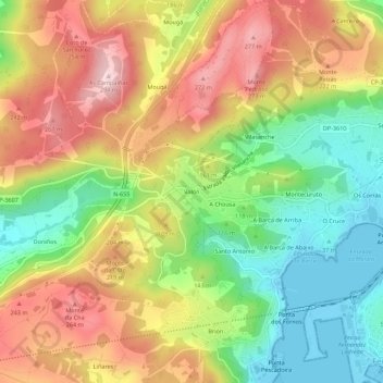 Mapa topográfico Valón, altitud, relieve