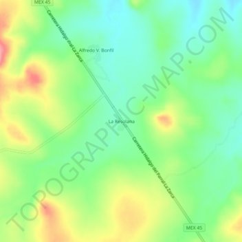 Mapa topográfico La Resolana, altitud, relieve