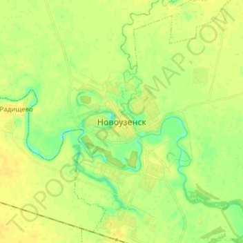 Mapa topográfico Novouzensk, altitud, relieve