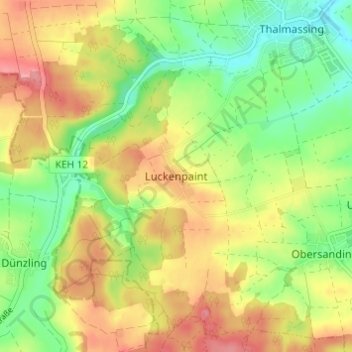 Mapa topográfico Luckenpaint, altitud, relieve