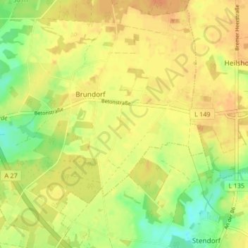 Mapa topográfico Karlshorst, altitud, relieve