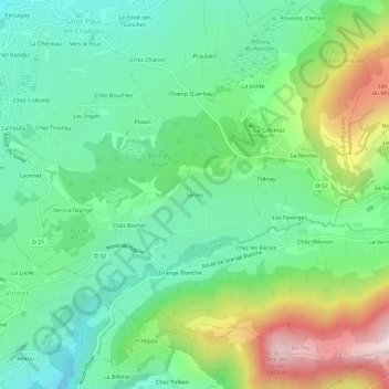 Mapa topográfico Serres, altitud, relieve