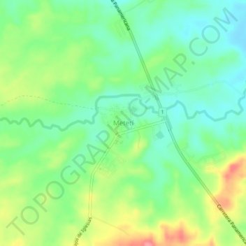 Mapa topográfico Metetí, altitud, relieve