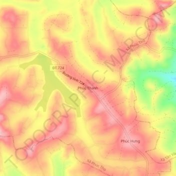 Mapa topográfico Phúc Thanh, altitud, relieve