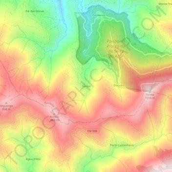 Mapa topográfico Sardal, altitud, relieve