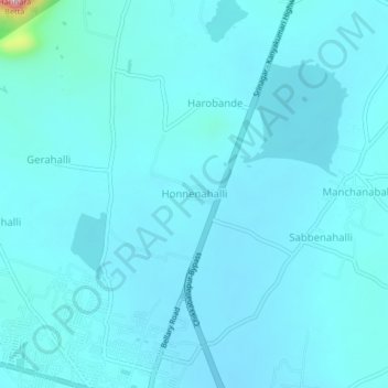 Mapa topográfico Honnenahalli, altitud, relieve