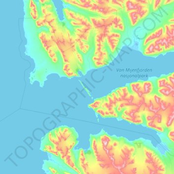 Mapa topográfico Akseløya, altitud, relieve