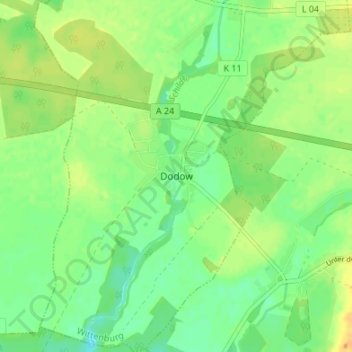 Mapa topográfico Dodow, altitud, relieve