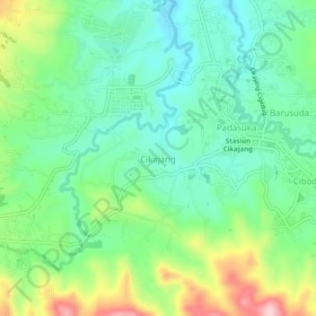 Mapa topográfico Cikajang, altitud, relieve