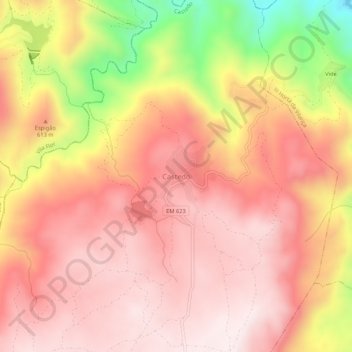 Mapa topográfico Castedo, altitud, relieve