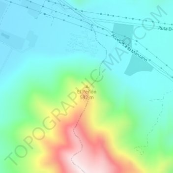 Mapa topográfico El Peñón, altitud, relieve