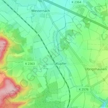 Mapa topográfico Neu-Kupfer, altitud, relieve