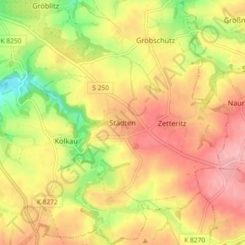 Mapa topográfico Städten, altitud, relieve