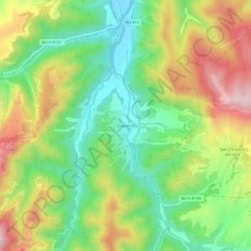 Mapa topográfico Ezquerra, altitud, relieve