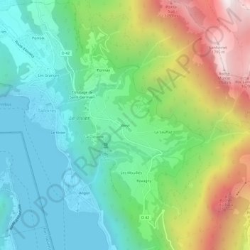 Mapa topográfico Vérel, altitud, relieve