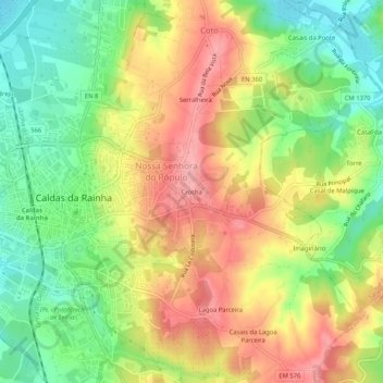 Mapa topográfico Crocha, altitud, relieve