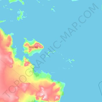Mapa topográfico Langeøya, altitud, relieve