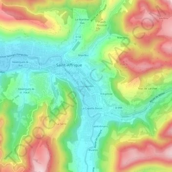 Mapa topográfico La Capelle, altitud, relieve