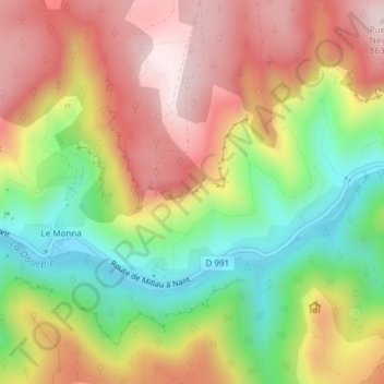 Mapa topográfico Trou de la Lune, altitud, relieve