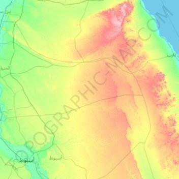 Mapa topográfico Eastern Desert, altitud, relieve