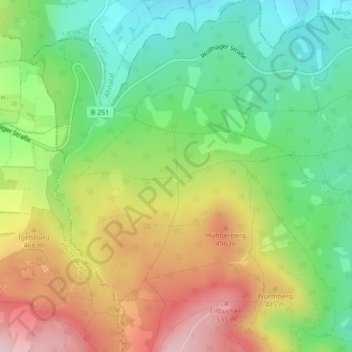 Mapa topográfico Silberborn, altitud, relieve