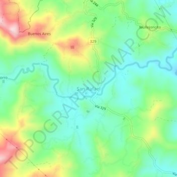 Mapa topográfico San Rafael, altitud, relieve
