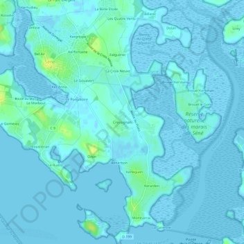 Mapa topográfico Cressignan, altitud, relieve