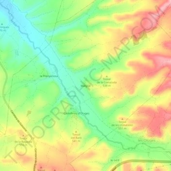 Mapa topográfico Malgrat, altitud, relieve