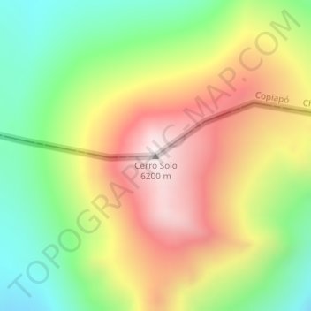 Mapa topográfico Cerro Solo, altitud, relieve