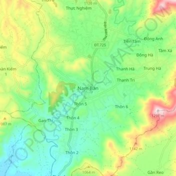 Mapa topográfico Nam Ban, altitud, relieve