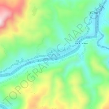 Mapa topográfico Pangoa, altitud, relieve