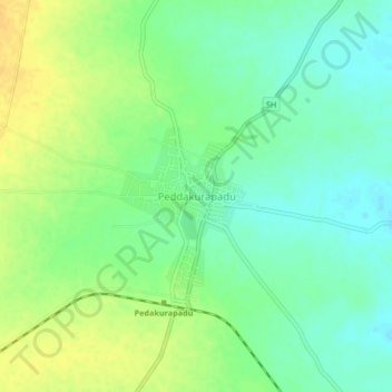 Mapa topográfico Peddakurapadu, altitud, relieve