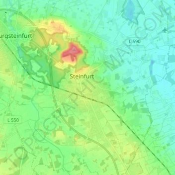 Mapa topográfico Borghorst, altitud, relieve