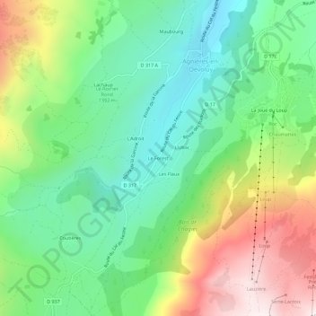 Mapa topográfico Le Forest, altitud, relieve