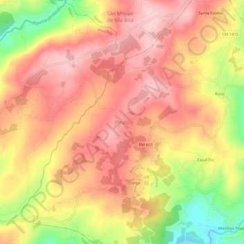 Mapa topográfico Pindo, altitud, relieve