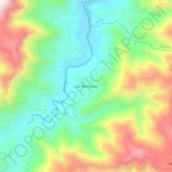 Mapa topográfico Las Barrancas, altitud, relieve