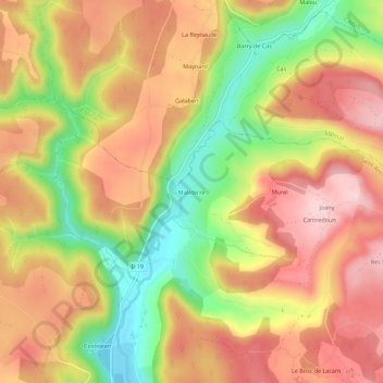 Mapa topográfico Maléterre, altitud, relieve