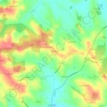 Mapa topográfico Berry, altitud, relieve