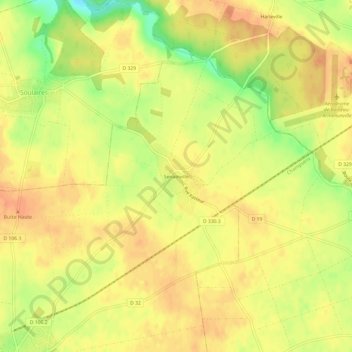 Mapa topográfico Senainville, altitud, relieve