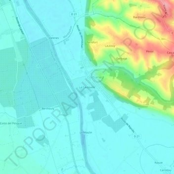 Mapa topográfico La Caussade, altitud, relieve