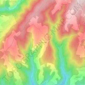 Mapa topográfico Le Viala Haut, altitud, relieve