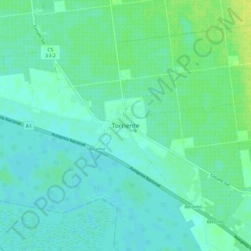 Mapa topográfico Torriente, altitud, relieve