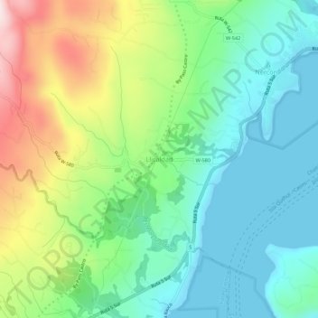 Mapa topográfico Llicaldad, altitud, relieve