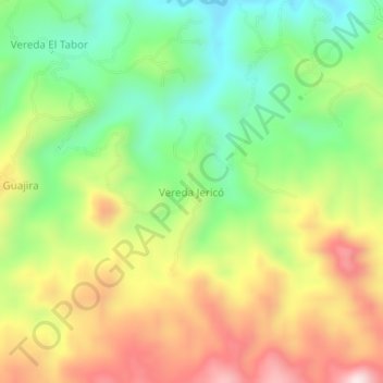 Mapa topográfico Vereda Jericó, altitud, relieve
