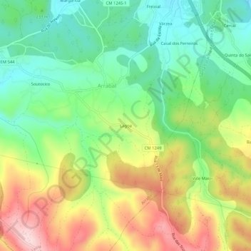 Mapa topográfico Lagoa, altitud, relieve