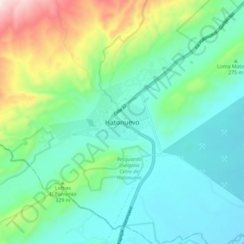 Mapa topográfico Hatonuevo, altitud, relieve