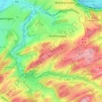 Mapa topográfico Am Hagen, altitud, relieve